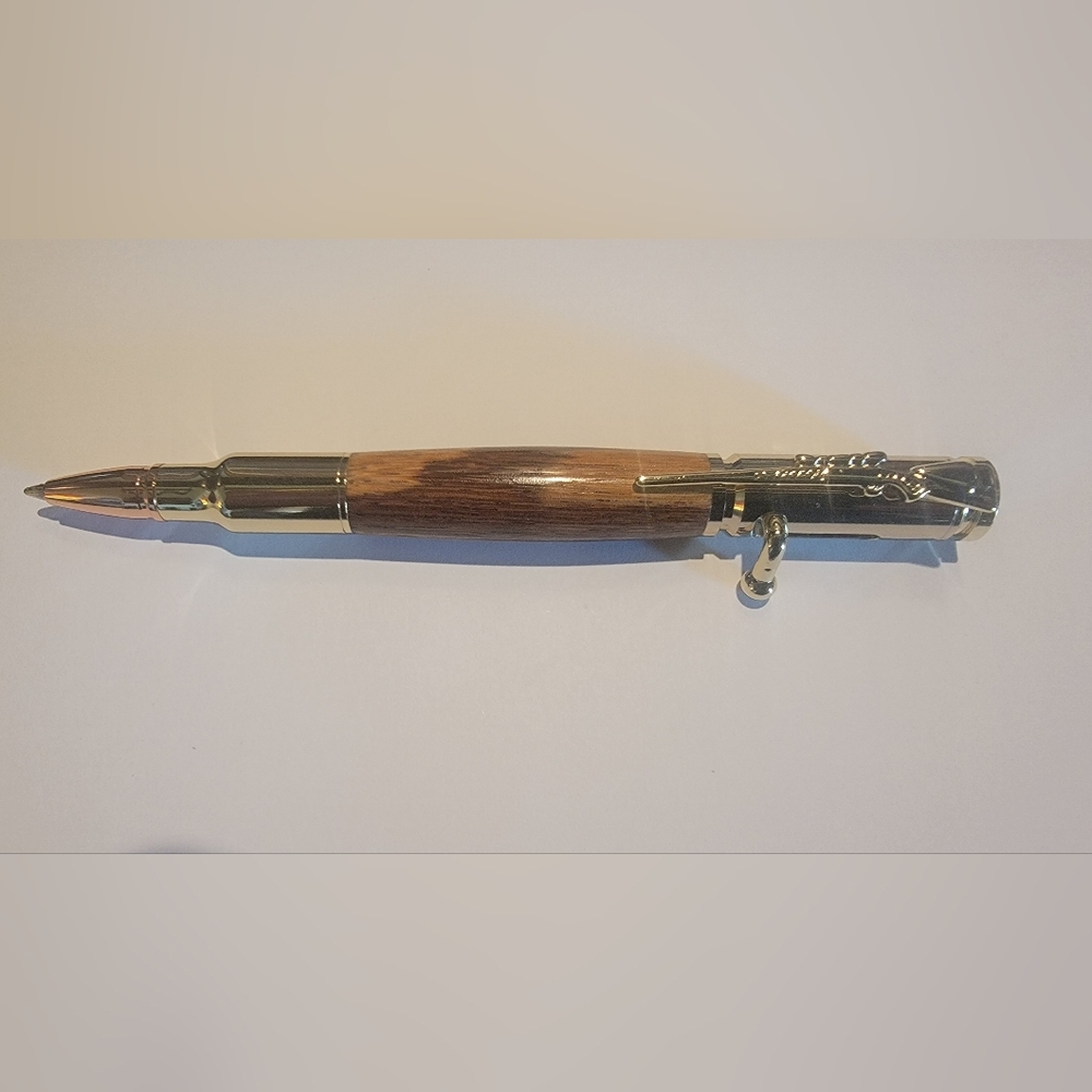 Elegant Bolt Action Gold and Wood Pen - Picture 3 of 4